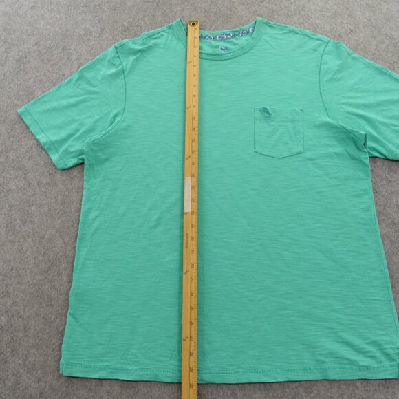 Tommy Bahama Shirt Mens Large Green Crew Neck Short Sleeve Logo Pocket - Picture 8 of 14